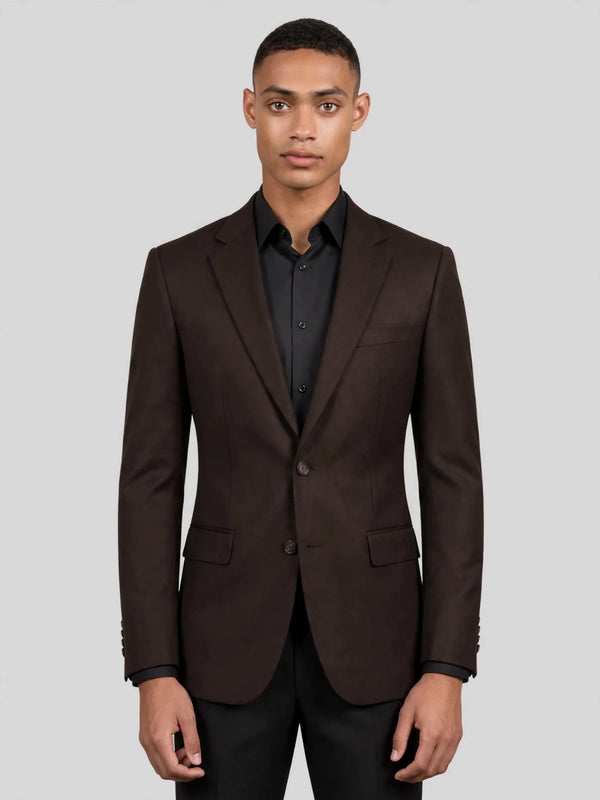 Espresso Two-Button Notch-Lapel Suit Jacket 04