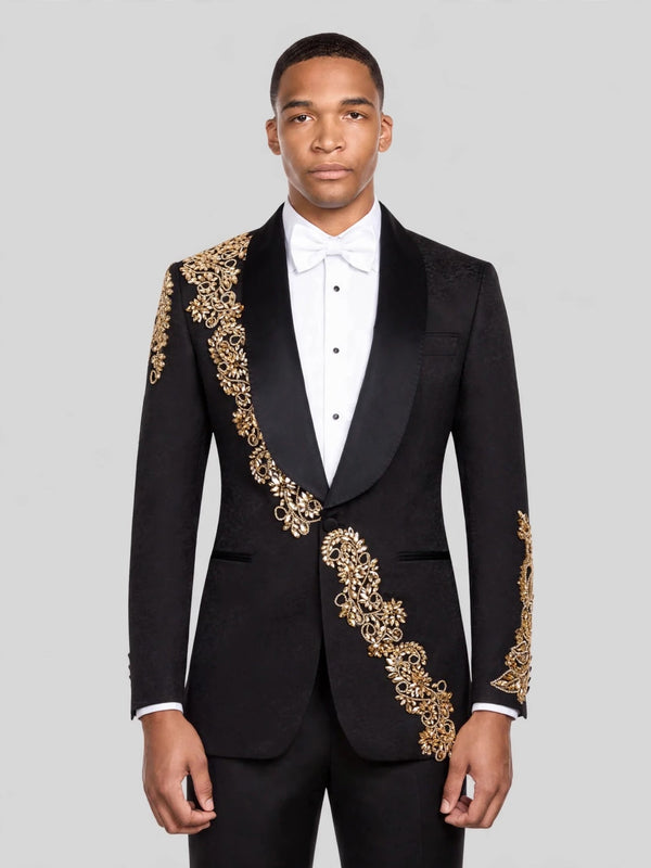 Onyx Gold Shawl-Collar Tuxedo Jacket 03
