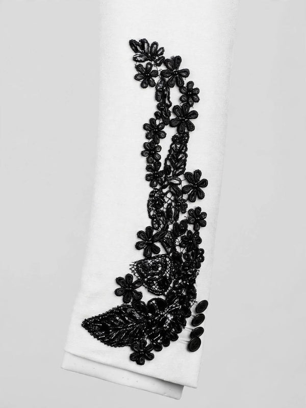 Ivory Noir Lace Tuxedo Jacket 10