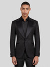 Onyx Textured Satin-Welt Peak-Lapel Tuxedo Jacket 04