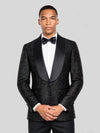 Onyx Glitter-Tweed Satin Shawl-Collar Single-Button Tuxedo Jacket 02