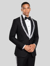 Onyx Silver Crystal-Trim Shawl-Collar Tuxedo Jacket 02