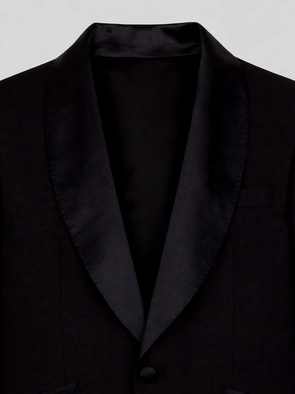 Onyx Smooth Slant-Flap Satin Shawl-Collar Tuxedo Jacket 08