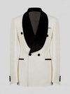 Ivory Grain-Jacquard Black Velvet Shawl-Collar Double-Breasted Tuxedo Jacket 07