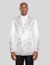 Ivory Silver Crystal Drip Peak-Lapel Double-Breasted Tuxedo Jacket - cover