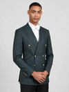 Slate Teal Gold-Button Slant-Flap Peak-Lapel Double-Breasted Suit Jacket 03
