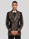 Onyx Gold Fern Crystal Peak-Lapel Double-Breasted Tuxedo Jacket 05