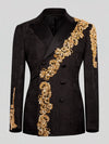 Onyx Gold Crystal Cascade Double-Breasted Tuxedo Jacket 07