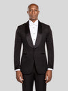 Onyx Jet Bead-Scatter Satin Shawl-Collar Tuxedo Jacket - cover