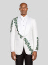 Ivory Emerald Crystal Vine Shawl-Collar Tuxedo Jacket - cover