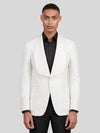 Ivory Diamond-Texture Shawl-Collar Tuxedo Jacket 04