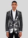 Onyx Silver Mirror-Mosaic Shawl-Collar Tuxedo Jacket 01