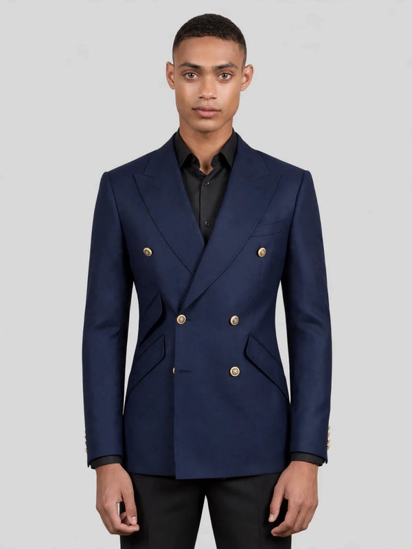 Royal Navy Gold-Button Slant-Flap Peak-Lapel Double-Breasted Suit Jacket 04