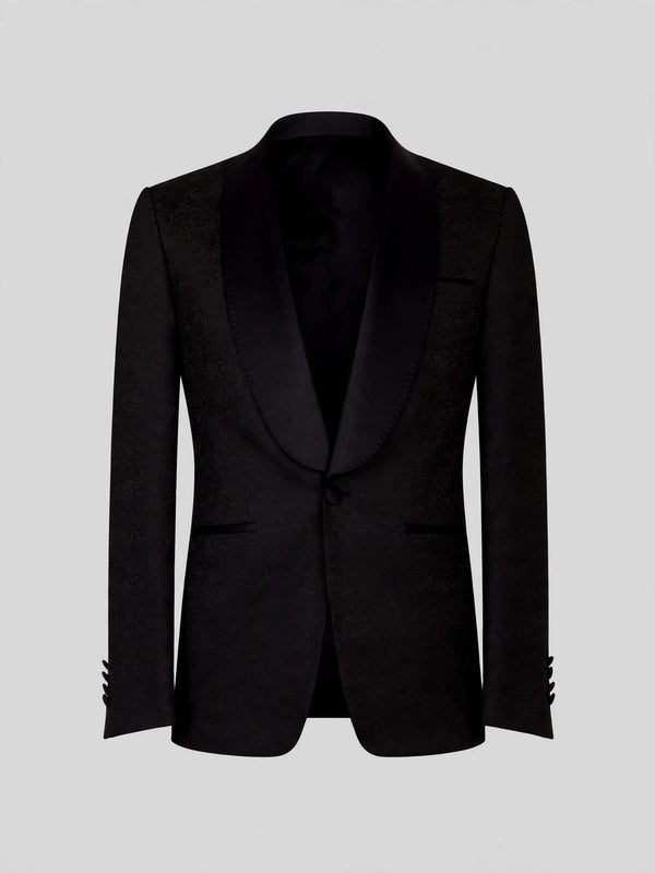 Onyx Textured Satin Shawl-Collar Tuxedo Jacket 07
