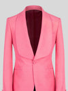 Coral Pink Diamond-Texture Shawl-Collar Tuxedo Jacket 08