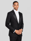 Onyx Smooth Pick-Stitch Jetted-Pocket Peak-Lapel Tuxedo Jacket 03