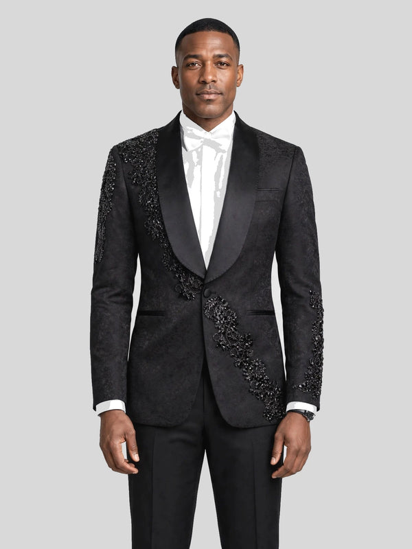Onyx Jet Shawl-Collar Tuxedo Jacket - cover