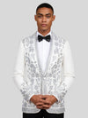 Ivory Silver Crystal Floral Shawl-Collar Tuxedo Jacket 02