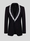 Onyx Silver Crystal Cluster Shawl-Collar Tuxedo Jacket 07