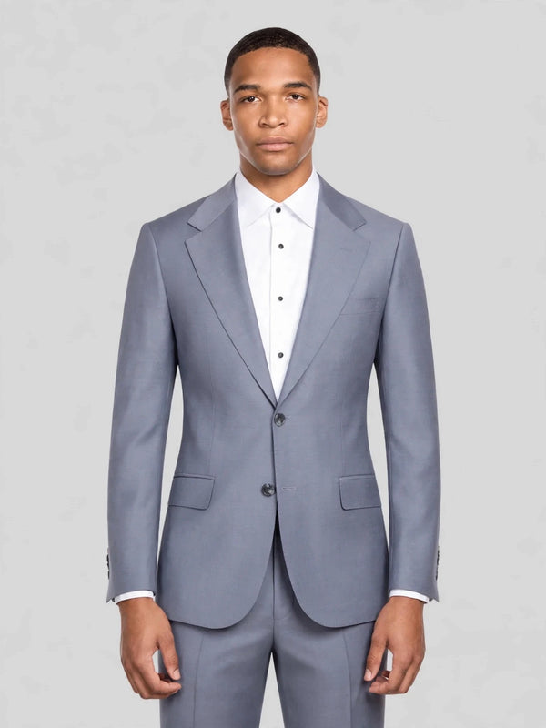 Slate Blue-Grey Two-Button Notch-Lapel Suit Jacket 01