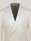 Cream White Satin Peak-Lapel Double-Breasted Tuxedo Jacket 08