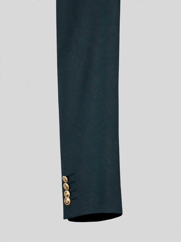 Slate Teal Gold-Button Slant-Flap Peak-Lapel Double-Breasted Suit Jacket 10