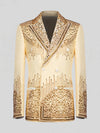 Cream Gold Crystal Cascade Peak-Lapel Double-Breasted Tuxedo Jacket 07