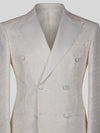 Cream Satin-Faced Peak-Lapel Six-Button Double-Breasted Tuxedo Jacket 08