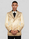 Cream Champagne Mirror-Stud Cascade Peak-Lapel Double-Breasted Tuxedo Jacket 05