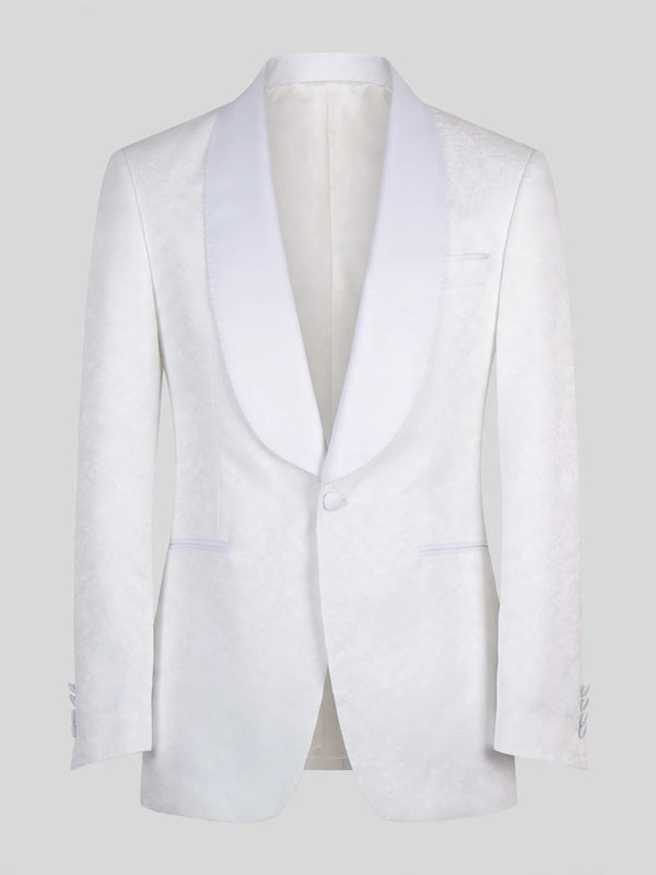 Ivory Jacquard Jetted-Pocket Satin Shawl-Collar Tuxedo Jacket 07
