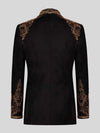 Onyx Gold Crystal Diamond-Lattice Peak-Lapel Tuxedo Jacket 09