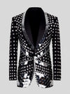 Onyx Silver Mirror-Mosaic Shawl-Collar Tuxedo Jacket 07