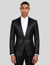 Onyx Silver-Glitter Satin Shawl-Collar Tuxedo Jacket 01