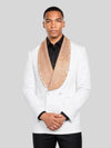 Ivory Gold Crystal-Mesh Shawl-Collar Double-Breasted Tuxedo Jacket 04