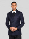 Deep Midnight Navy Pinstripe Six-Button Peak-Lapel Double-Breasted Suit Jacket 05