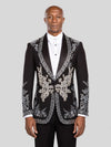 Onyx Silver Crystal Bouquet Shawl-Collar Tuxedo Jacket - cover