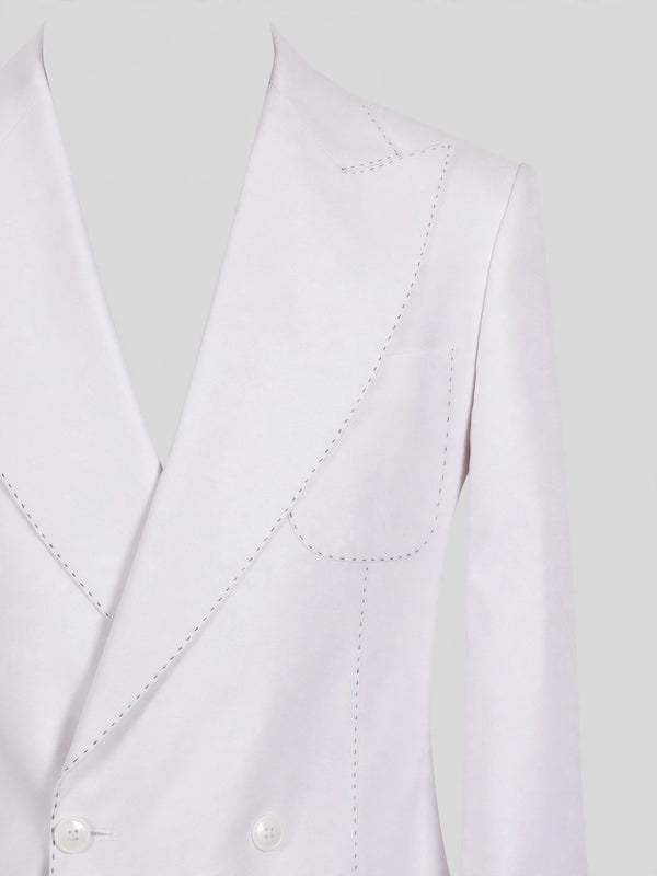 Snow White Pick-Stitch Patch-Pocket Peak-Lapel Double-Breasted Tuxedo Jacket 08