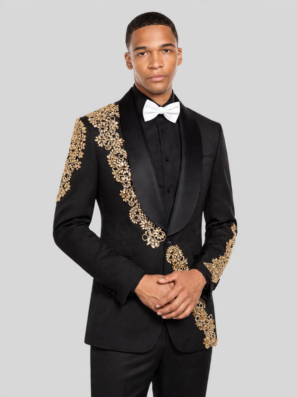 Onyx Gold Shawl-Collar Tuxedo Jacket 05