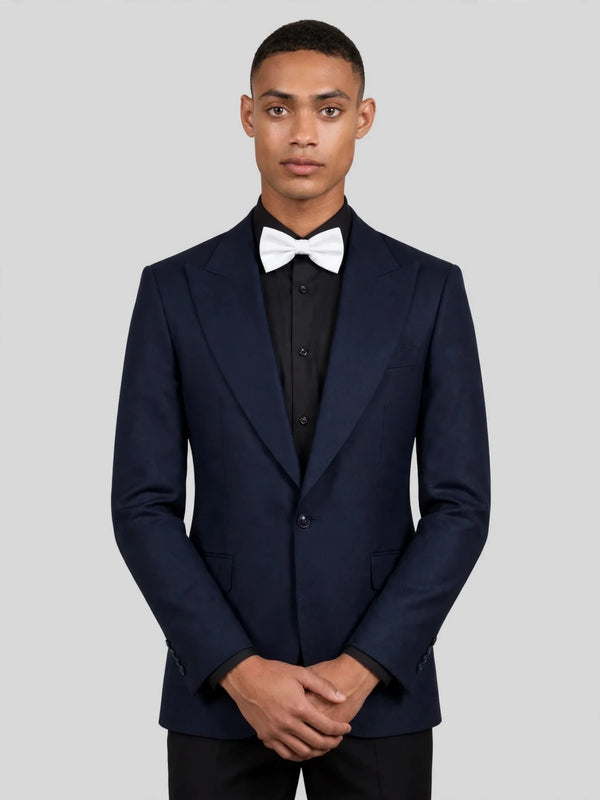 Midnight Navy Single-Button Peak-Lapel Suit Jacket 05