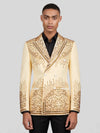 Cream Champagne Mirror-Stud Cascade Peak-Lapel Double-Breasted Tuxedo Jacket 04