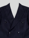 Midnight Navy Pinstripe Six-Button Peak-Lapel Double-Breasted Suit Jacket 08