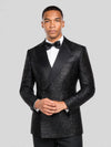 Onyx Silver-Speckle Satin Peak-Lapel Two-Button Double-Breasted Tuxedo Jacket 02