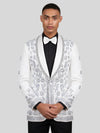 Ivory Silver Crystal Floral Shawl-Collar Tuxedo Jacket 05
