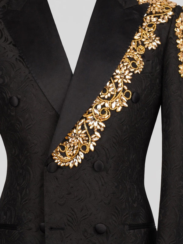 Onyx Gold Double-Breasted Tuxedo Jacket 08