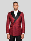 Crimson Paisley-Jacquard Satin Peak-Lapel Two-Button Double-Breasted Tuxedo Jacket 01