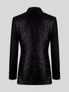 Onyx Silver-Speckle Satin Peak-Lapel Two-Button Double-Breasted Tuxedo Jacket 09