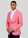 Coral Pink Diamond-Texture Shawl-Collar Tuxedo Jacket 03