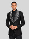 Onyx Silver Pearl-Floral Shawl-Collar Tuxedo Jacket 04