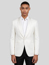 Ivory Fine-Jacquard Satin Shawl-Collar Tuxedo Jacket 01