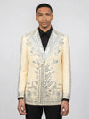 Cream Silver Mirror-Leaf Peak-Lapel Double-Breasted Tuxedo Jacket 04